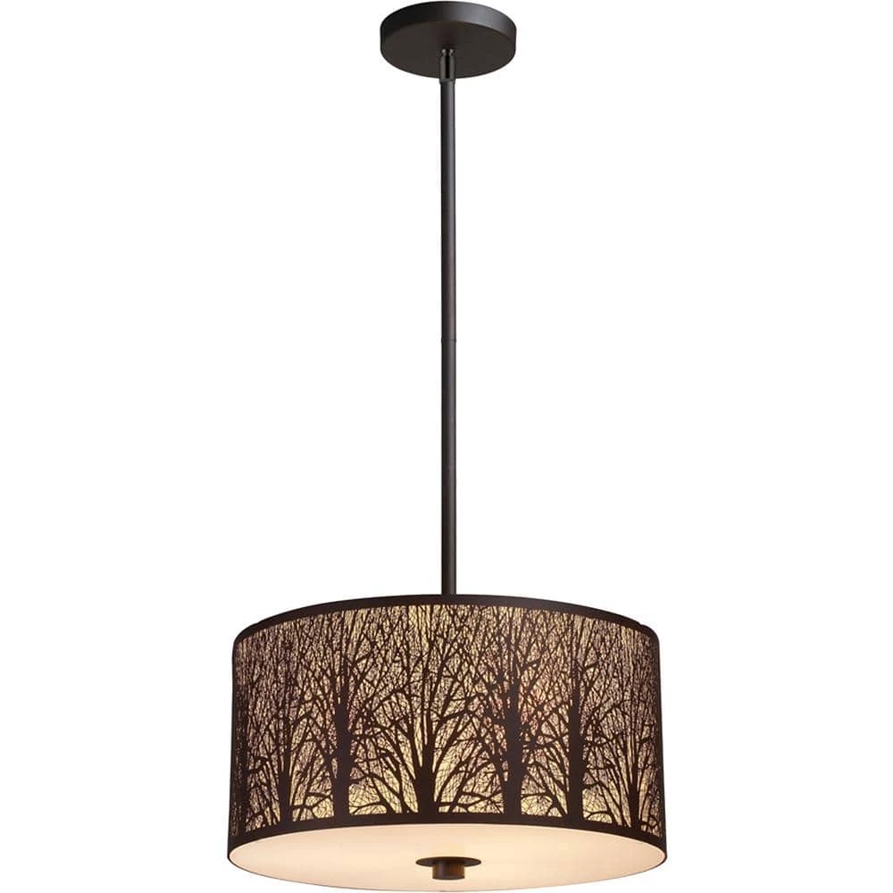 Woodland Sunrise 3-Light Aged Bronze Pendant by Titan Lighting 3 Woodland Sunrise 3-Light Aged Bronze Pendant by Titan Lighting