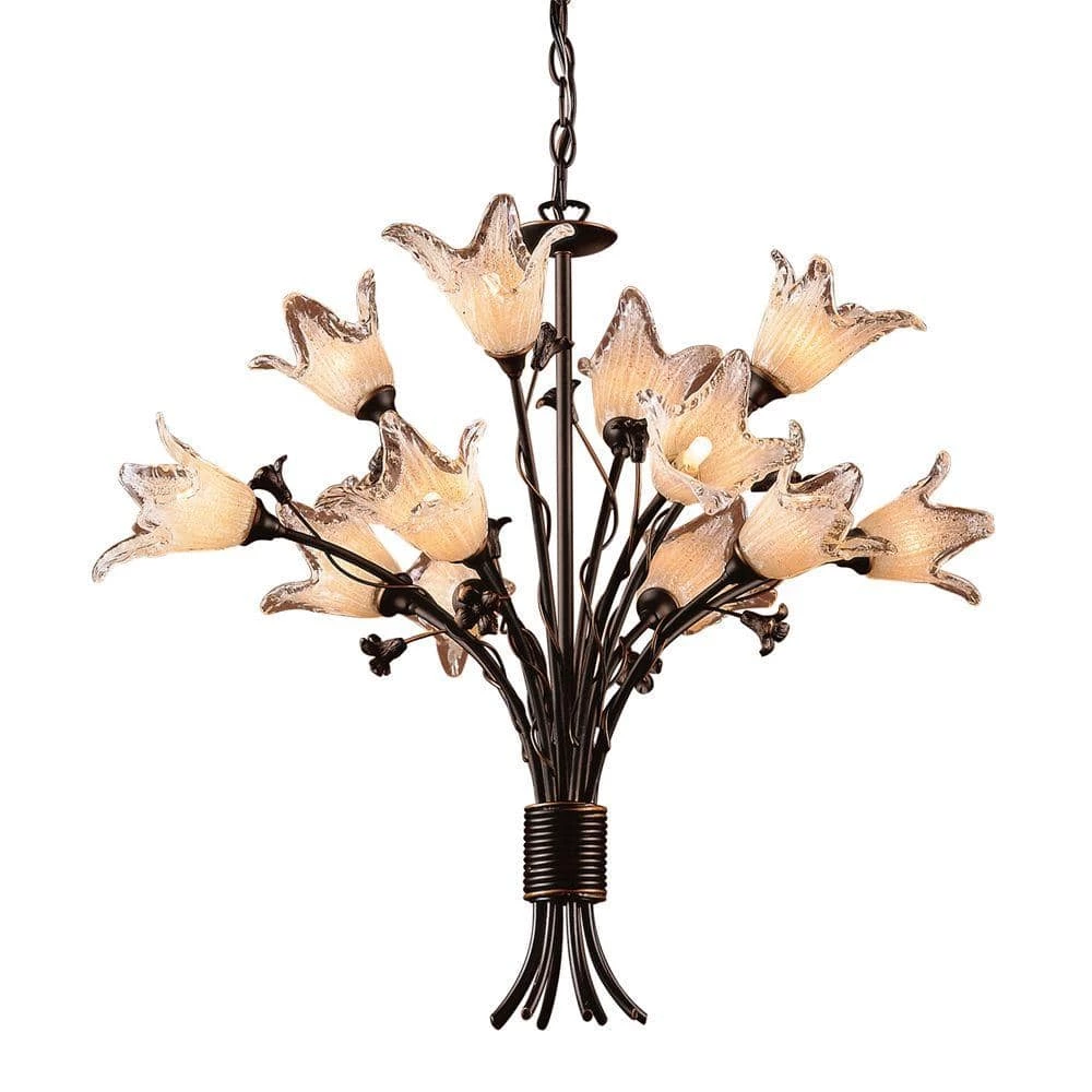 Fioritura 12-Light Aged Bronze Ceiling Mount Chandelier by Titan Lighting 3 Fioritura 12-Light Aged Bronze Ceiling Mount Chandelier by Titan Lighting