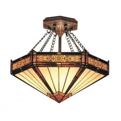 Filigree 3-Light Aged Bronze Ceiling Semi-Flush Mount Light by Titan Lighting