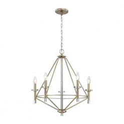 Lacombe 5-Light Aged Silver with Clear Glass Accents Chandelier by Titan Lighting