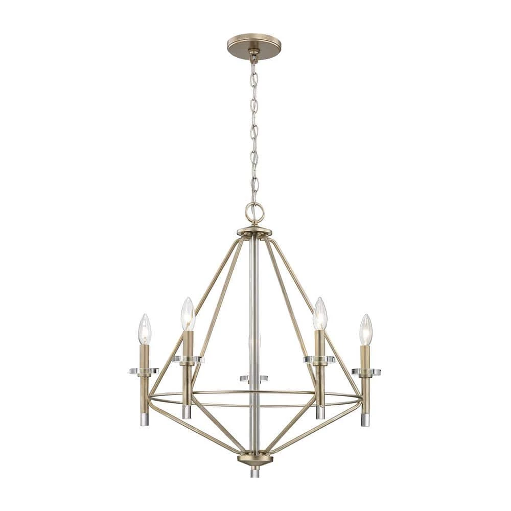 Lacombe 5-Light Aged Silver with Clear Glass Accents Chandelier by Titan Lighting 3 Lacombe 5-Light Aged Silver with Clear Glass Accents Chandelier by Titan Lighting