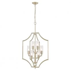 Cheswick 6-Light Aged Silver Chandelier with Glass Shades by Titan Lighting