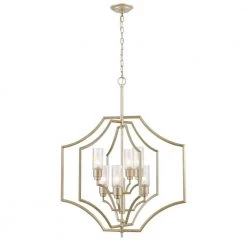 Cheswick 6-Light Aged Silver Chandelier with Glass Shades by Titan Lighting