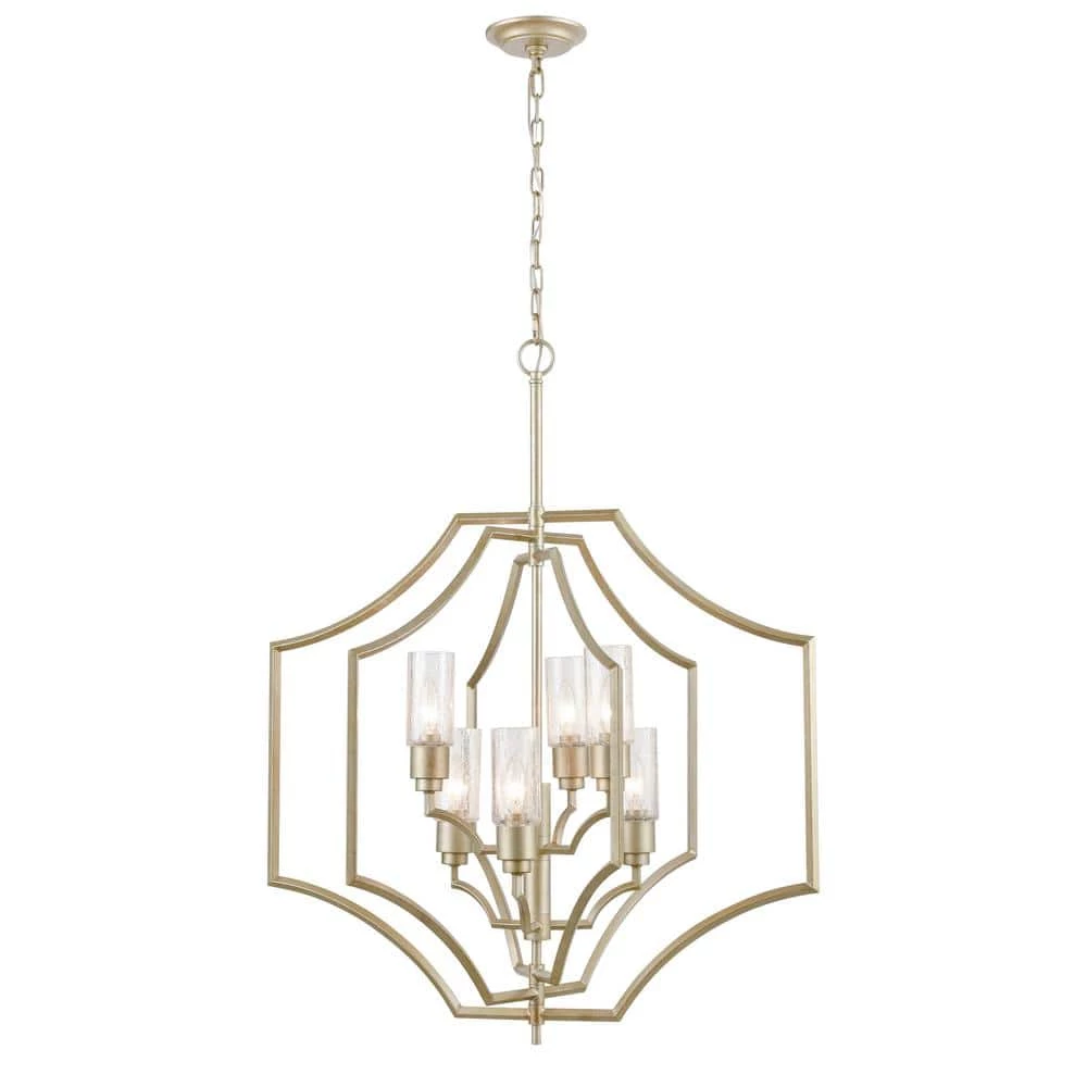 Cheswick 6-Light Aged Silver Chandelier with Glass Shades by Titan Lighting 3 Cheswick 6-Light Aged Silver Chandelier with Glass Shades by Titan Lighting