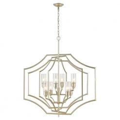 Cheswick 8-Light Aged Silver Chandelier with Glass Shades by Titan Lighting