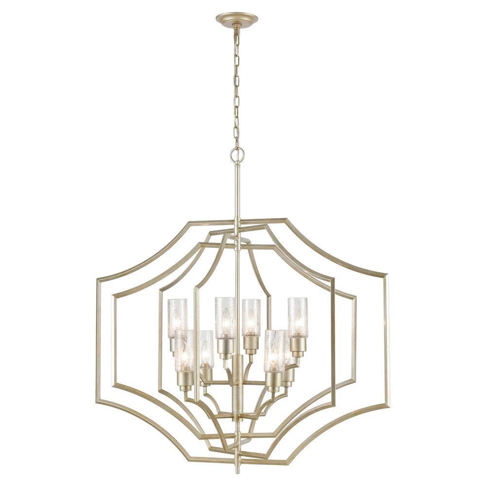 Cheswick 8-Light Aged Silver Chandelier with Glass Shades by Titan Lighting 3 Cheswick 8-Light Aged Silver Chandelier with Glass Shades by Titan Lighting
