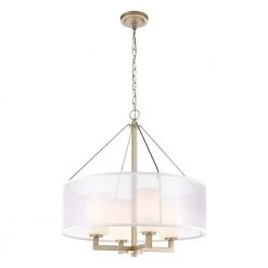 Diffusion 4-Light Aged Silver Chandelier with Glass, PVC Shades by Titan Lighting