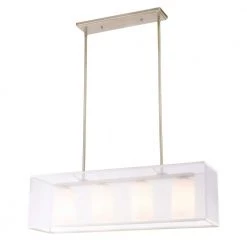 Diffusion 4-Light Aged Silver Chandelier with Glass, PVC Shades by Titan Lighting