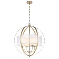 Diffusion 4-Light Aged Silver Chandelier with Glass, PVC Shades by Titan Lighting