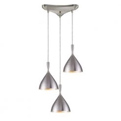 3-Light Aluminum Ceiling Pendant with Spun Aluminum Shade by Titan Lighting