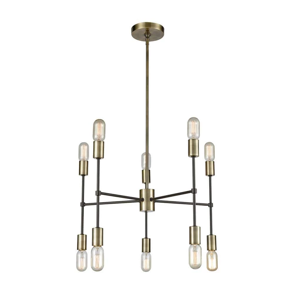 Up Down Century 10-Light Antique Brass and Oil Rubbed Bronze Chandelier by Titan Lighting 3 Up Down Century 10-Light Antique Brass and Oil Rubbed Bronze Chandelier by Titan Lighting