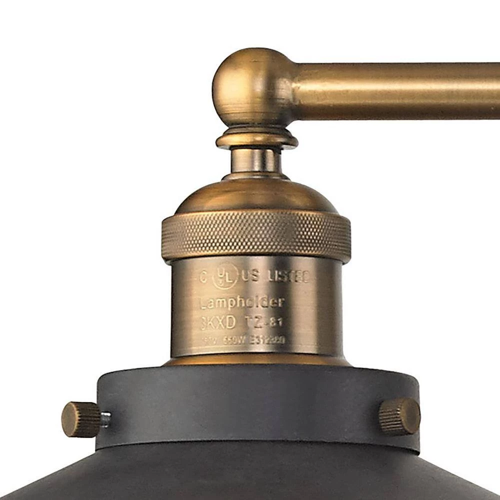 English Pub 3-Light Tarnished Graphite and Antique Brass Vanity Light by Titan Lighting 6 English Pub 3-Light Tarnished Graphite and Antique Brass Vanity Light by Titan Lighting - Image 4