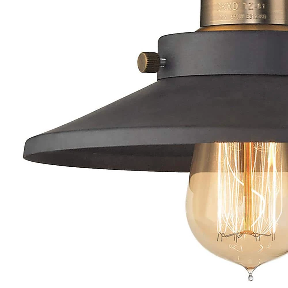 English Pub 3-Light Tarnished Graphite and Antique Brass Vanity Light by Titan Lighting 5 English Pub 3-Light Tarnished Graphite and Antique Brass Vanity Light by Titan Lighting - Image 3