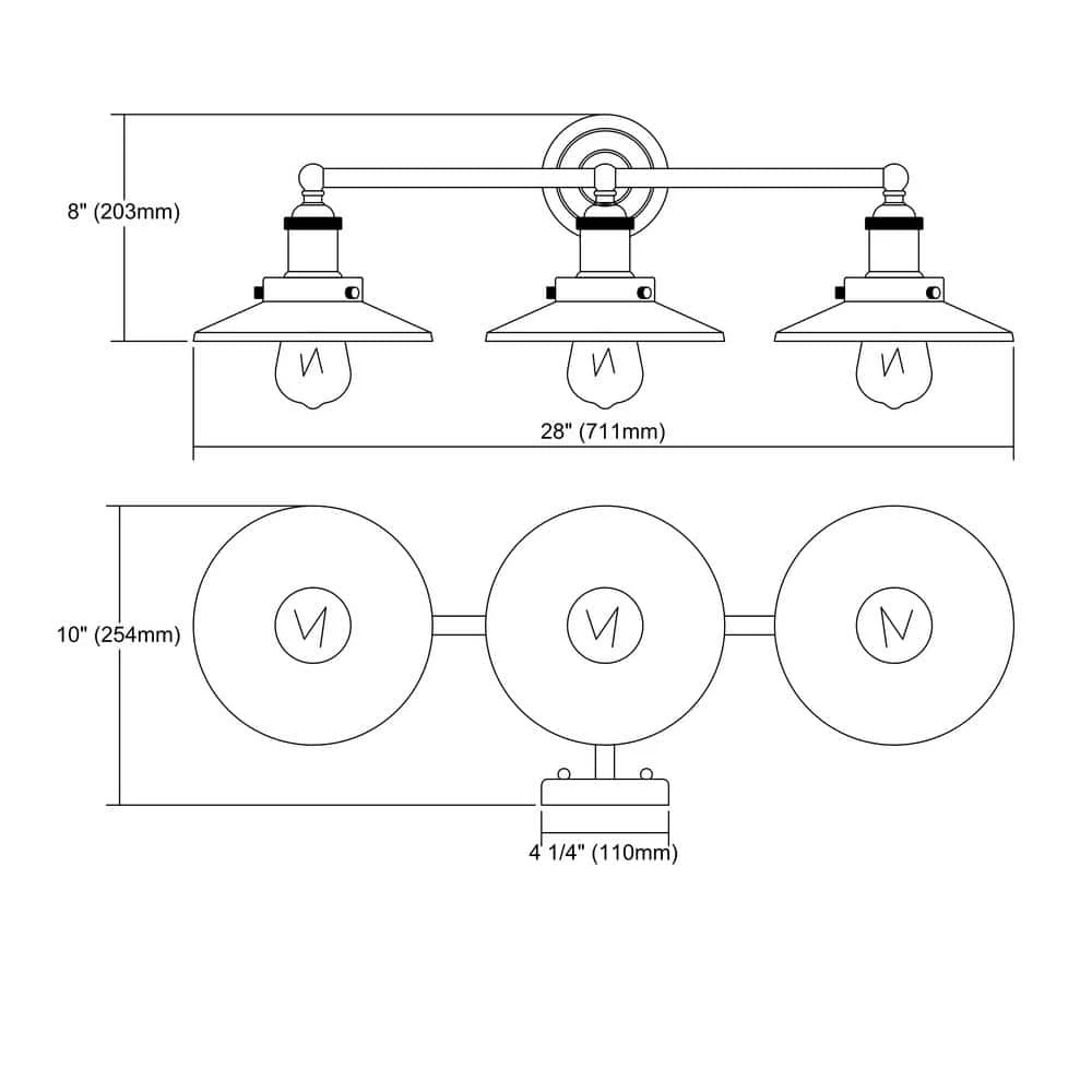 English Pub 3-Light Tarnished Graphite and Antique Brass Vanity Light by Titan Lighting 4 English Pub 3-Light Tarnished Graphite and Antique Brass Vanity Light by Titan Lighting - Image 2