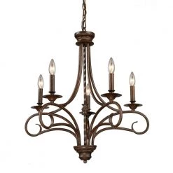 Gloucester 5-Light Antique Bronze Ceiling Chandelier by Titan Lighting