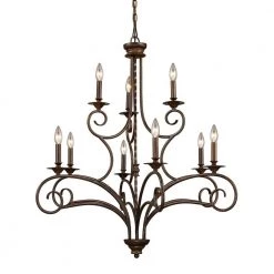 Gloucester 9-Light Antique Bronze Ceiling Chandelier by Titan Lighting