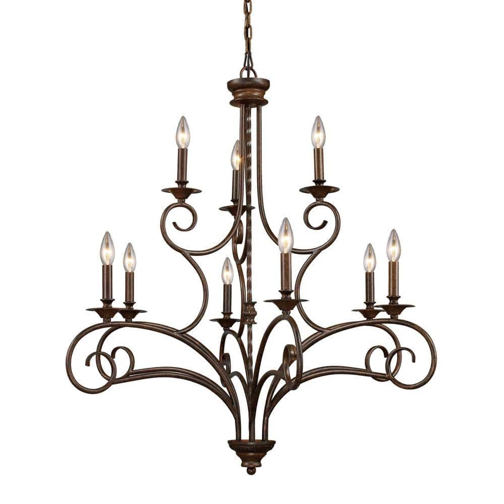 Gloucester 9-Light Antique Bronze Ceiling Chandelier by Titan Lighting 3 Gloucester 9-Light Antique Bronze Ceiling Chandelier by Titan Lighting