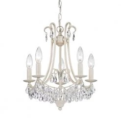 5-Light Antique Cream and Clear Mini Chandelier by Titan Lighting