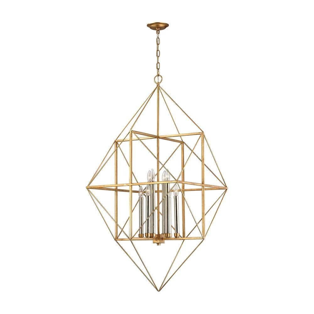 Connexions 8-Light Antique Gold and Silver Leaf Pendant by Titan Lighting 3 Connexions 8-Light Antique Gold and Silver Leaf Pendant by Titan Lighting