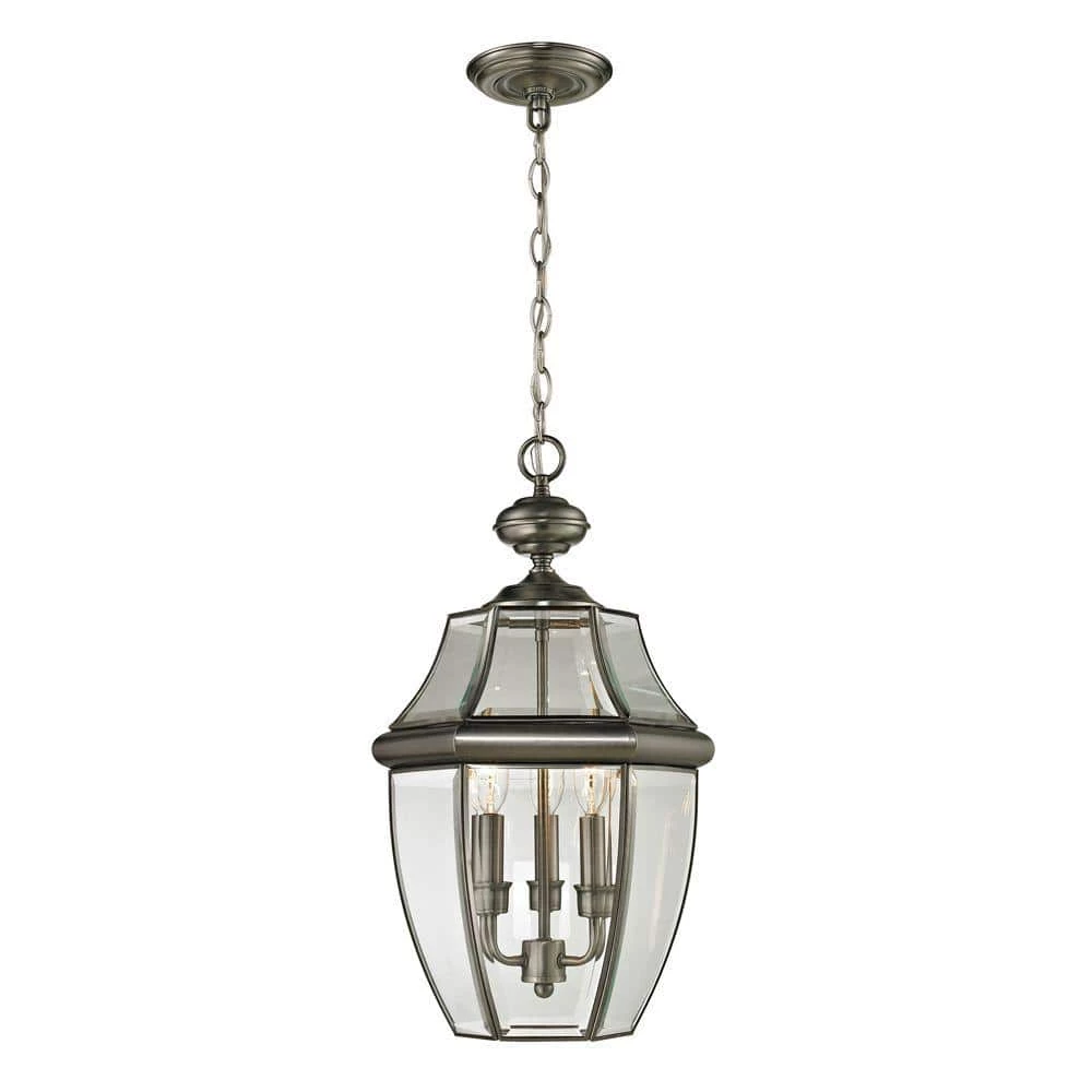 Ashford 3-Light Antique Nickel Outdoor Pendant by Titan Lighting 3 Ashford 3-Light Antique Nickel Outdoor Pendant by Titan Lighting