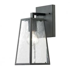 Gloucester Collection 1-Light Textured Matte Black Outdoor Wall Lantern Sconce by Titan Lighting