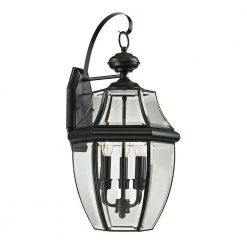Ashford 3-Light Outdoor Black Wall Lantern Sconce by Titan Lighting