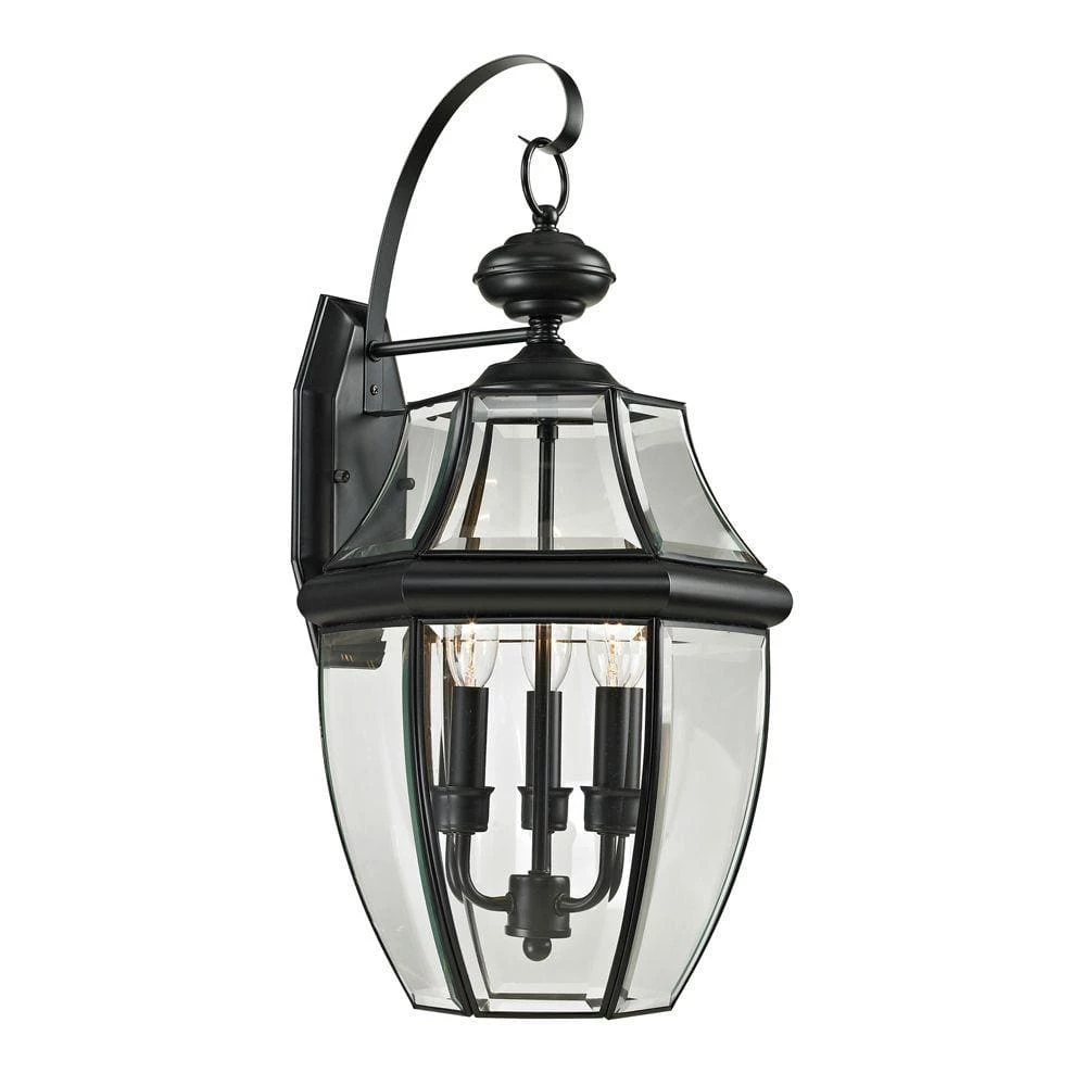Ashford 3-Light Outdoor Black Wall Lantern Sconce by Titan Lighting 3 Ashford 3-Light Outdoor Black Wall Lantern Sconce by Titan Lighting