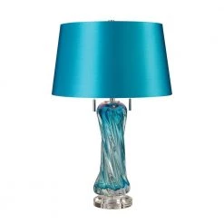 24 in. Blue Vergato Free Blown Glass Table Lamp by Titan Lighting