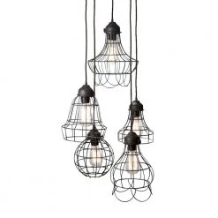 Wire 5-Light Brown Pendant by Titan Lighting