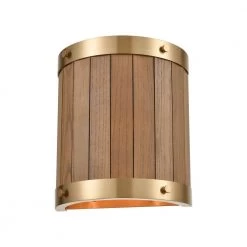 Wooden Barrel 2 Light Satin Brass Wall Sconce by Titan Lighting