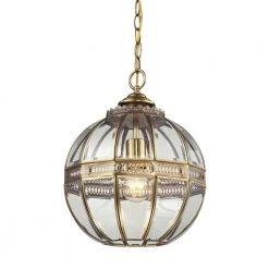 Randolph 1-Light Brushed Brass and Clear Glass Pendant by Titan Lighting