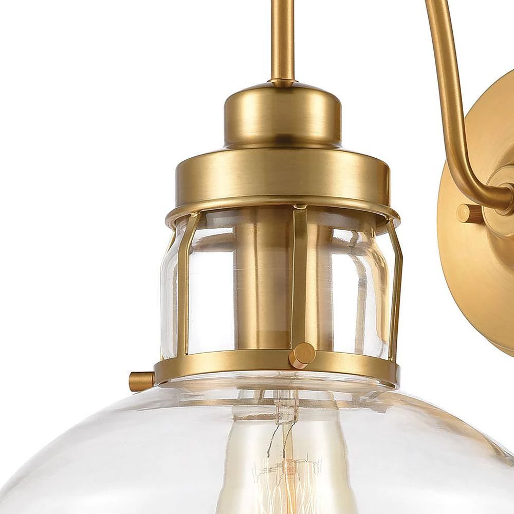 Manhattan Boutique 1-Light Brushed Brass Wall Sconce by Titan Lighting 4 Manhattan Boutique 1-Light Brushed Brass Wall Sconce by Titan Lighting - Image 2