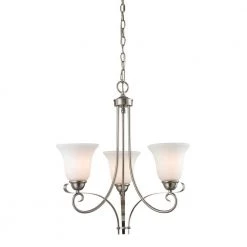 Brighton 3-Light Brushed Nickel Ceiling Chandelier by Titan Lighting