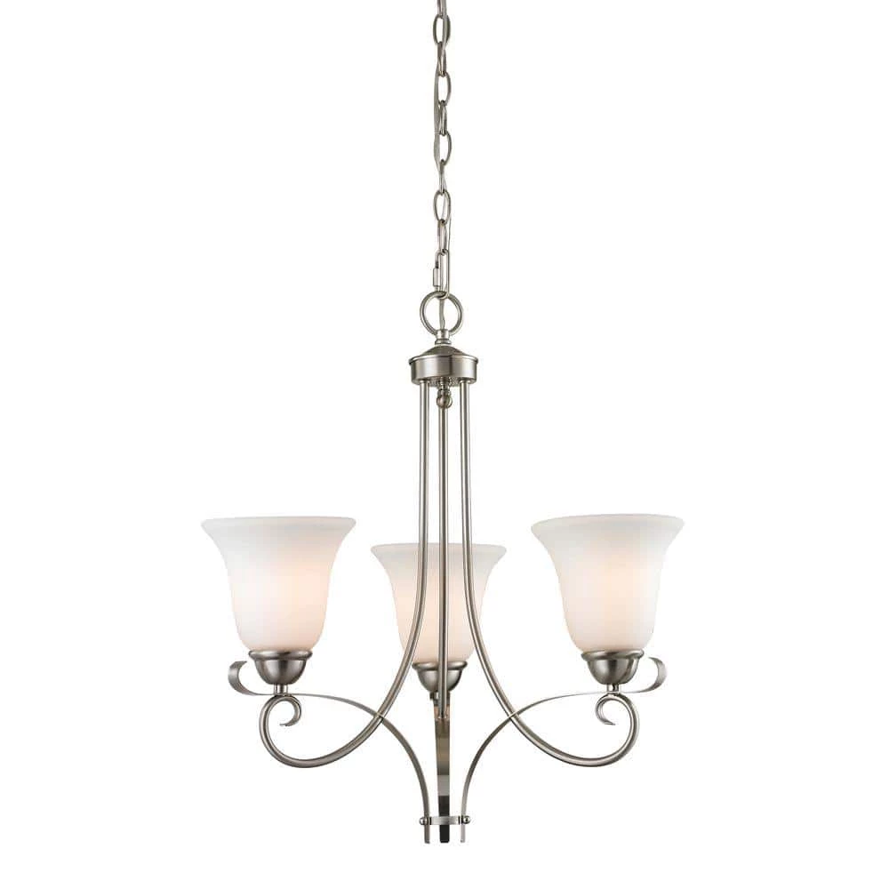 Brighton 3-Light Brushed Nickel Ceiling Chandelier by Titan Lighting 3 Brighton 3-Light Brushed Nickel Ceiling Chandelier by Titan Lighting