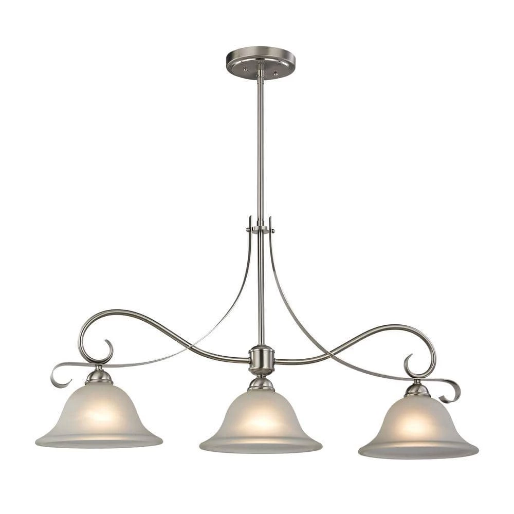 Brighton 3-Light Brushed Nickel Island Light by Titan Lighting 3 Brighton 3-Light Brushed Nickel Island Light by Titan Lighting