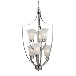 Foyer Collection 6-Light Brushed Nickel Chandelier by Titan Lighting