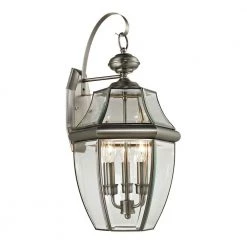Ashford 3-Light Outdoor Brushed Nickel Wall Lantern Sconce by Titan Lighting