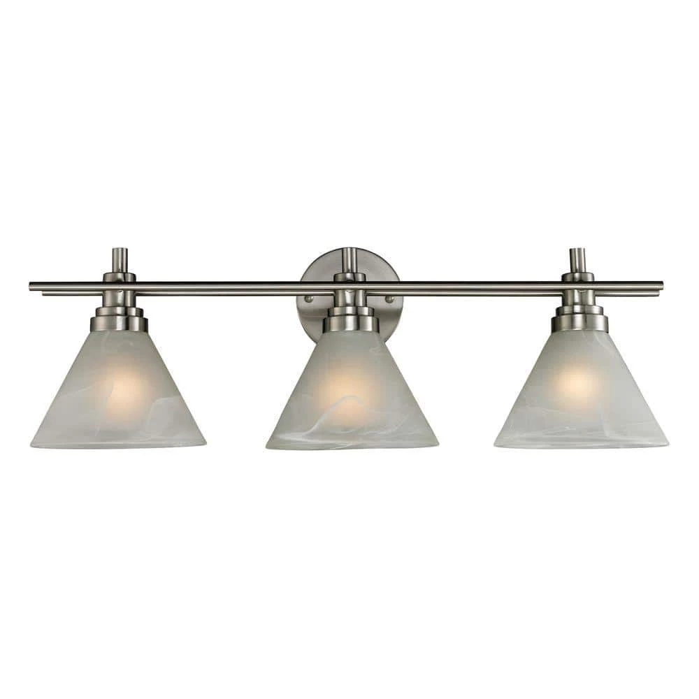 Pemberton 3-Light Brushed Nickel Wall Mount Bath Bar Light by Titan Lighting 3 Pemberton 3-Light Brushed Nickel Wall Mount Bath Bar Light by Titan Lighting