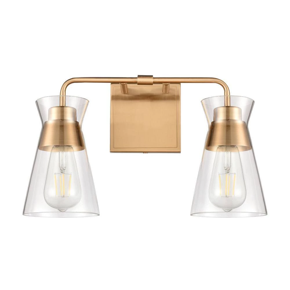 Brookville 15 in. 2-Light Burnished Brass Vanity Light by Titan Lighting 4 Brookville 15 in. 2-Light Burnished Brass Vanity Light by Titan Lighting - Image 2