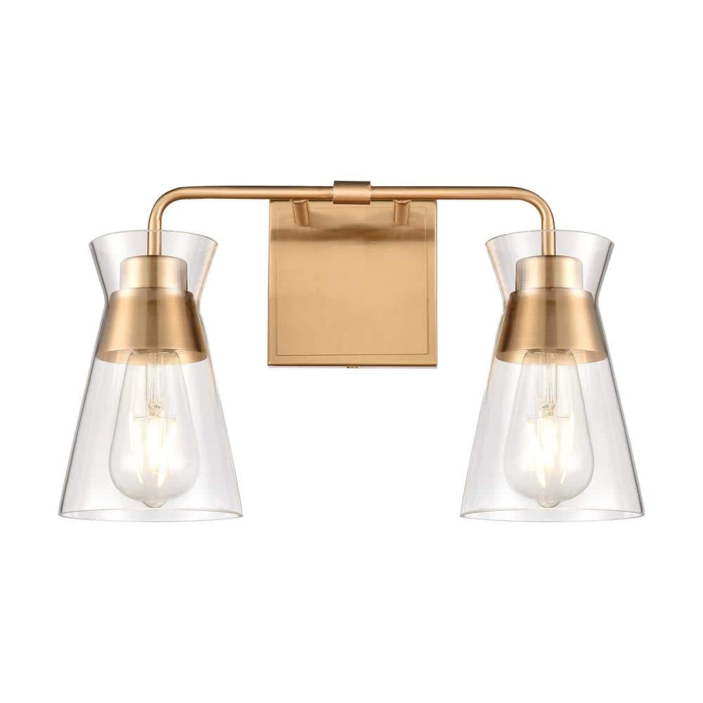 Brookville 15 in. 2-Light Burnished Brass Vanity Light by Titan Lighting 3 Brookville 15 in. 2-Light Burnished Brass Vanity Light by Titan Lighting