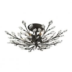 Crystal Branches 6-Light Burnt Bronze Semi Flush Mount by Titan Lighting