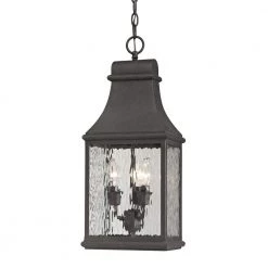Worcester Forge Collection 3-Light Charcoal Outdoor Pendant by Titan Lighting