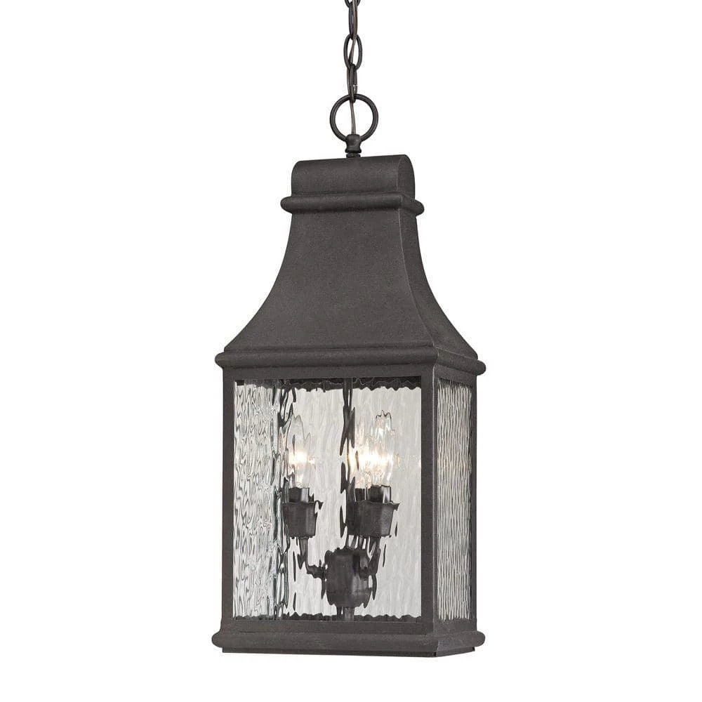 Worcester Forge Collection 3-Light Charcoal Outdoor Pendant by Titan Lighting 3 Worcester Forge Collection 3-Light Charcoal Outdoor Pendant by Titan Lighting