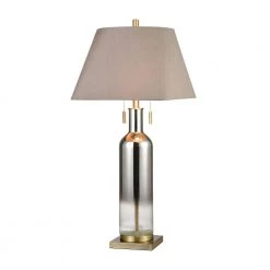 Scribe 2-Light Table Lamp in Chrome and Seeded Glass by Titan Lighting