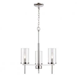 3-Light Chrome Candelabra Chandelier with Glass Shades by Titan Lighting