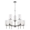 9-Light Chrome Tiered Chandelier with Glass Shades by Titan Lighting