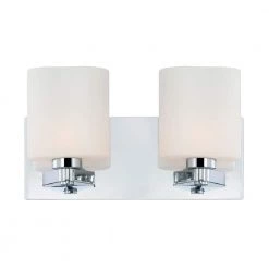Embro 2-Light Chrome Vanity Light with Oval White Opal Glass by Titan Lighting