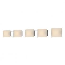 Pannelli 5-Light Chrome and Hand-Moulded White Opal Glass Vanity Light by Titan Lighting