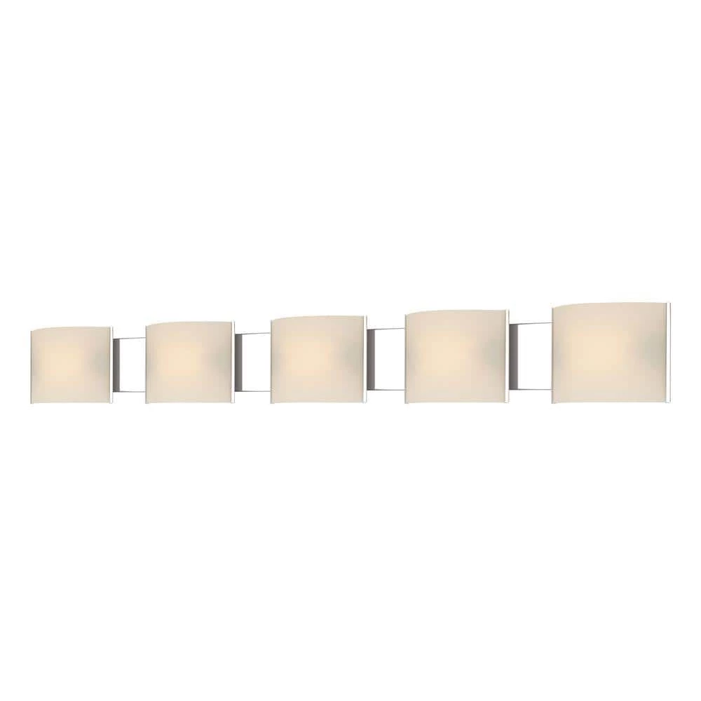 Pannelli 5-Light Chrome and Hand-Moulded White Opal Glass Vanity Light by Titan Lighting 3 Pannelli 5-Light Chrome and Hand-Moulded White Opal Glass Vanity Light by Titan Lighting