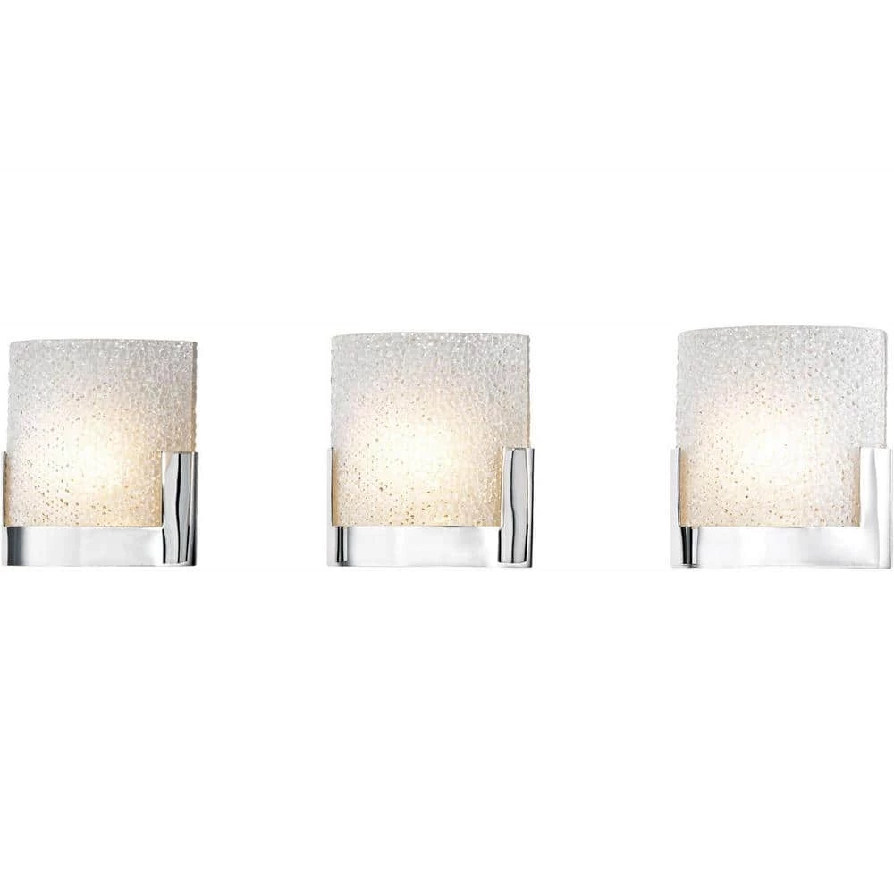 Ophelia 3-Light Chrome and Clear Glass LED Vanity Light by Titan Lighting 3 Ophelia 3-Light Chrome and Clear Glass LED Vanity Light by Titan Lighting